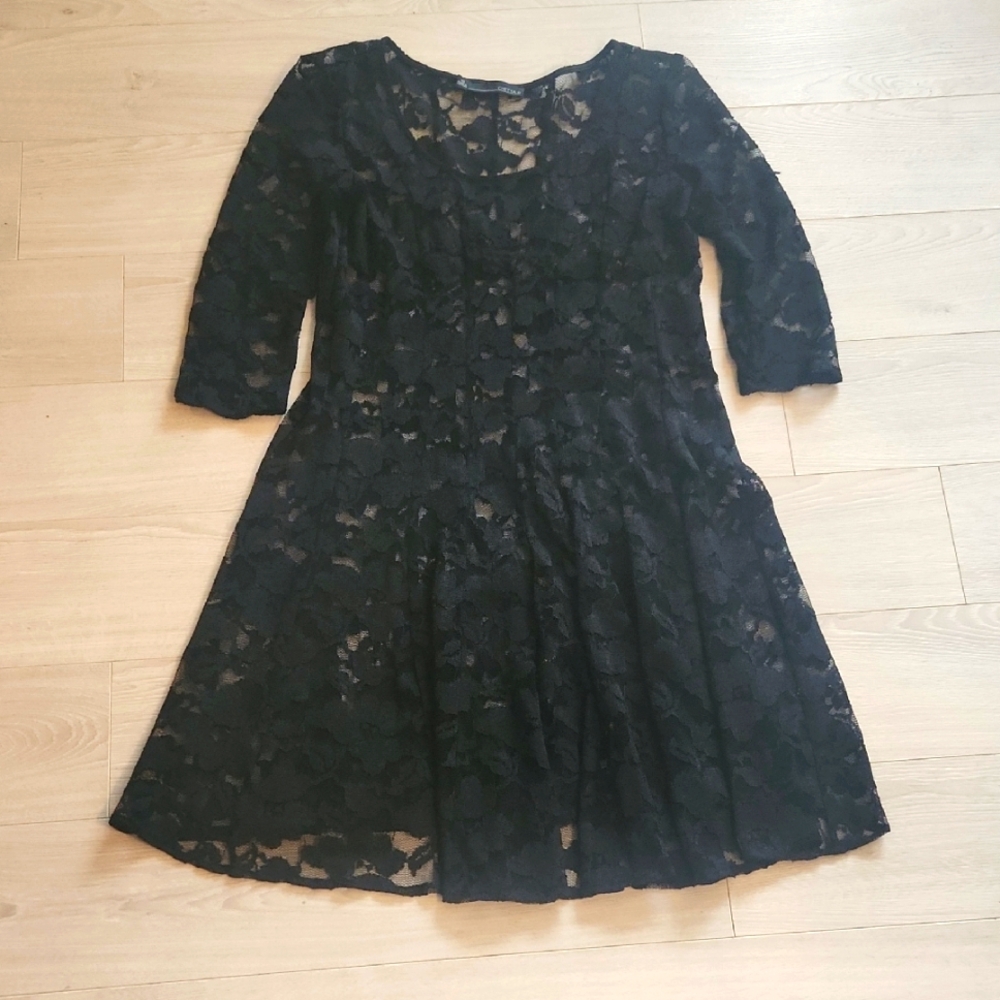 Elegant Black Sheer Lace Dress
